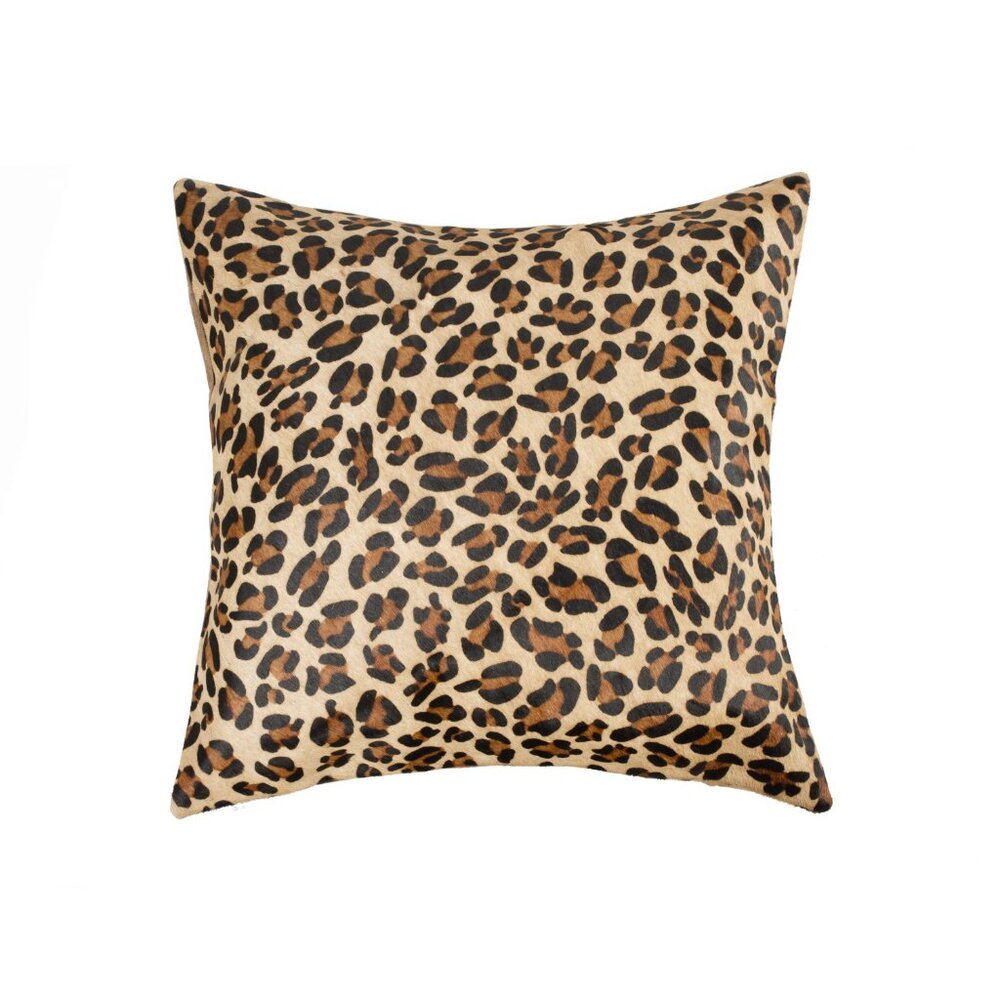 Natural Home Decor Torino Togo Cowhide Pillow | 1-Piece | Leopard | 18"x18"